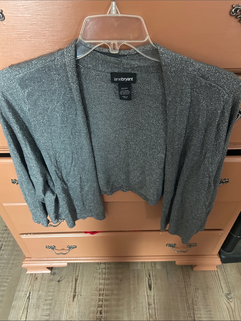 Lane Bryant Silver Sparkle Cropped Open Cardigan